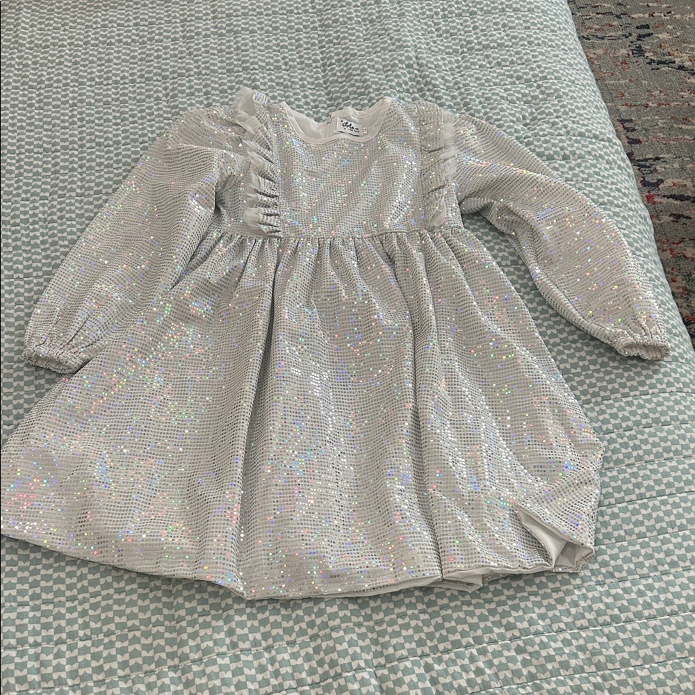 Lola + The Boys Silver Sparkle Dress